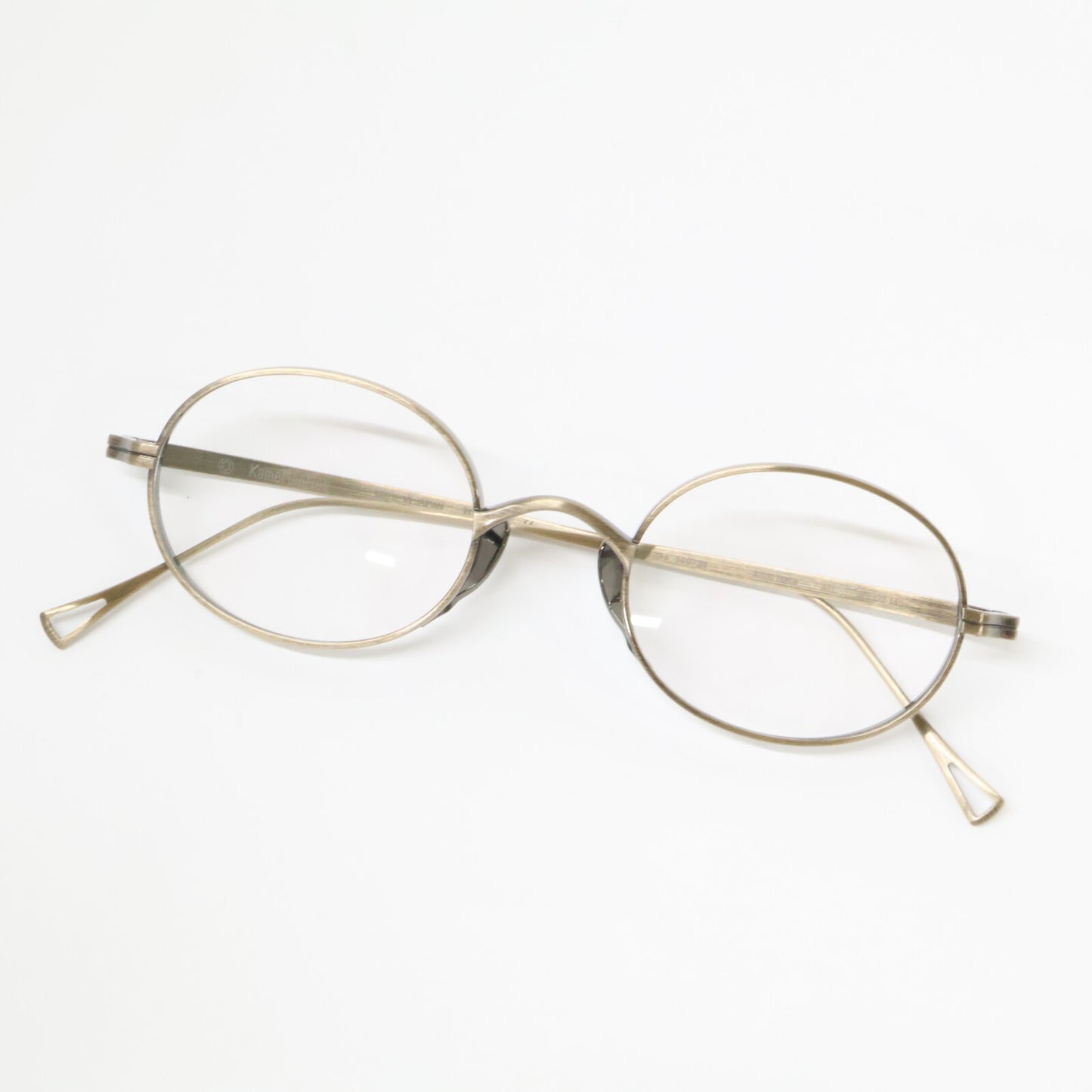 KameManNen カメマンネン 【美品】KMN9918 AG TITANIUM オーバルシェイプ アイウェア 眼鏡