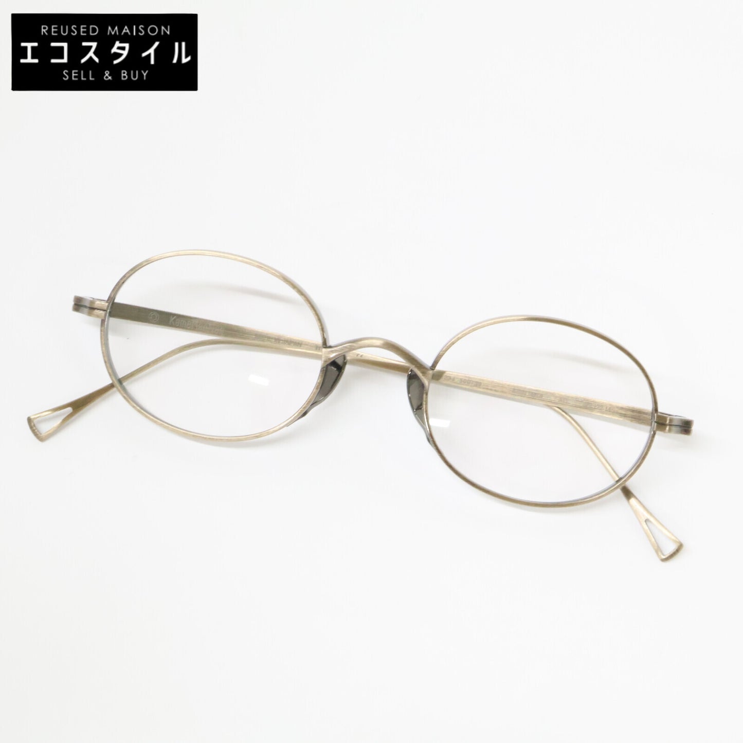 KameManNen カメマンネン 【美品】KMN9918 AG TITANIUM オーバルシェイプ アイウェア 眼鏡