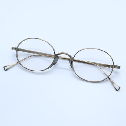 KameManNen カメマンネン 【美品】KMN9918 AG TITANIUM オーバルシェイプ アイウェア 眼鏡