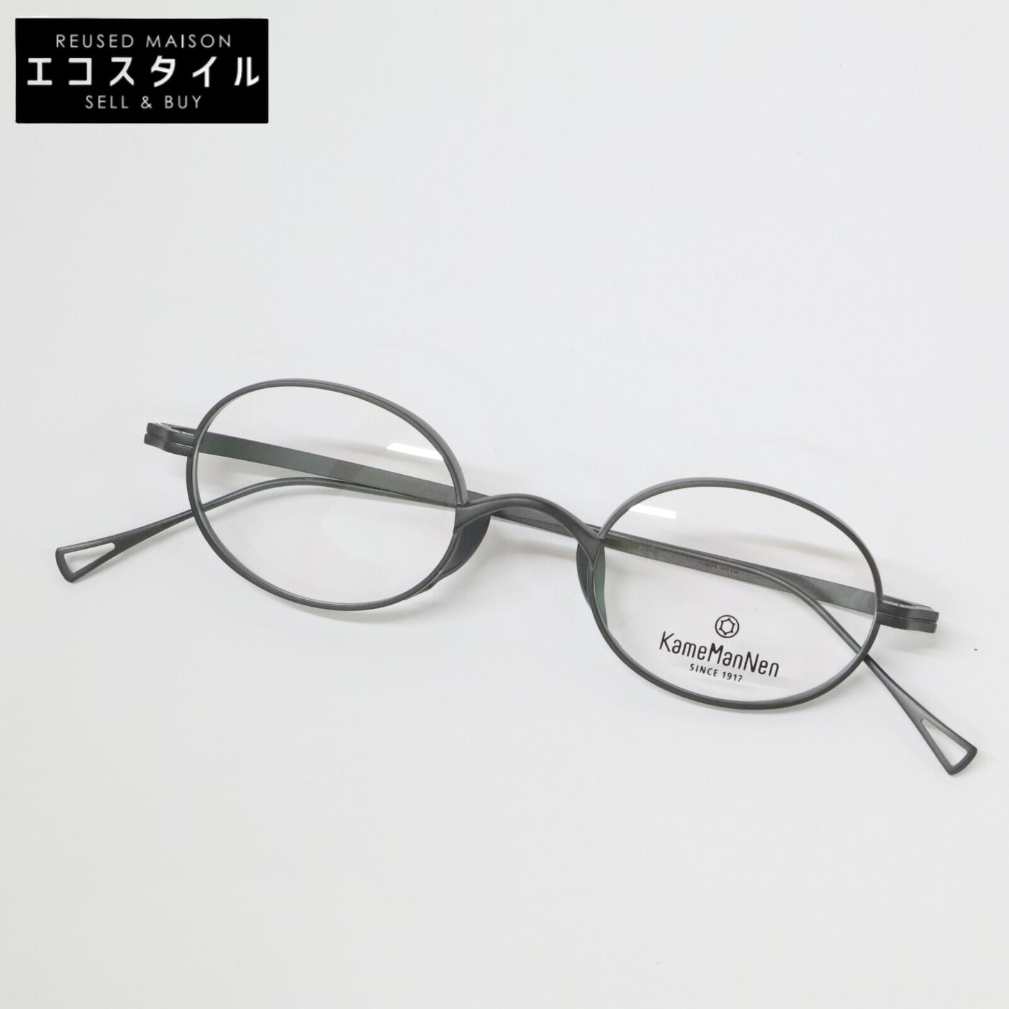 KameManNen カメマンネン 【美品】KMN9918 MBK TITANIUM デモレンズ オーバルシェイプ アイウェア 眼鏡