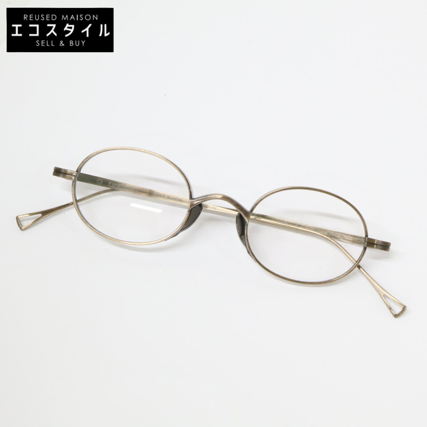 KameManNen カメマンネン 【美品】KMN9918 AG TITANIUM オーバルシェイプ アイウェア 眼鏡