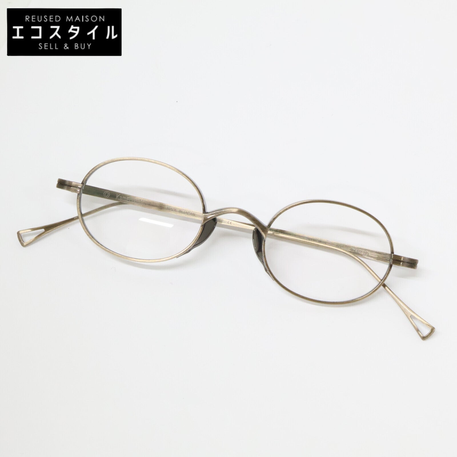 KameManNen カメマンネン 【美品】KMN9918 AG TITANIUM オーバルシェイプ アイウェア 眼鏡