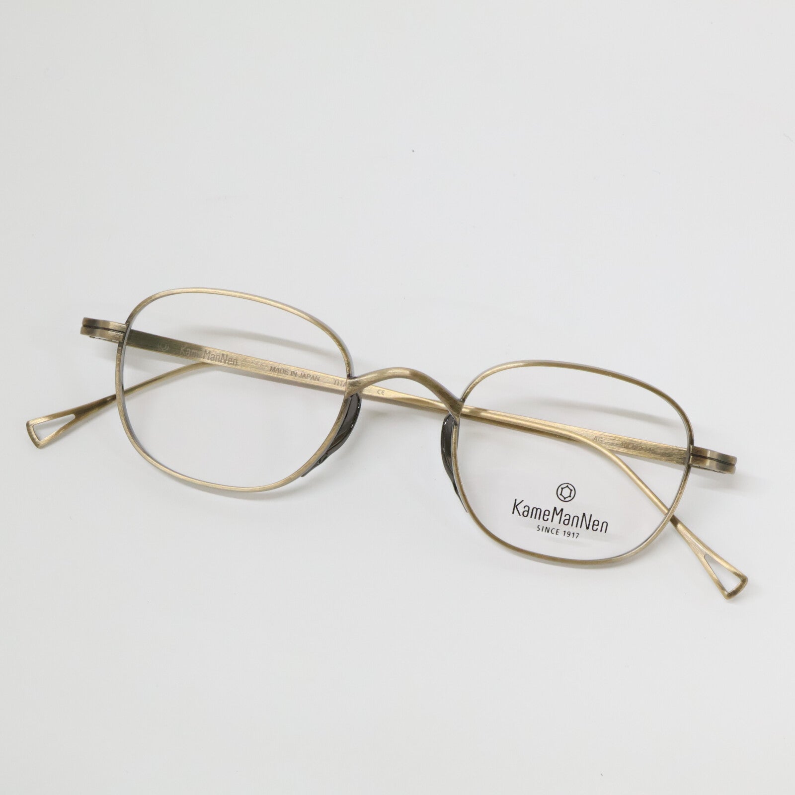 KameManNen カメマンネン 【美品】KMN114 AG TITANIUM デモレンズ ワイドスクエアシェイプ アイウェア 眼鏡