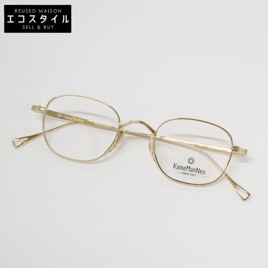 KameManNen 【Excellent condition】KMN114 GD TITANIUM demo-lens wide square-shaped eyewear
