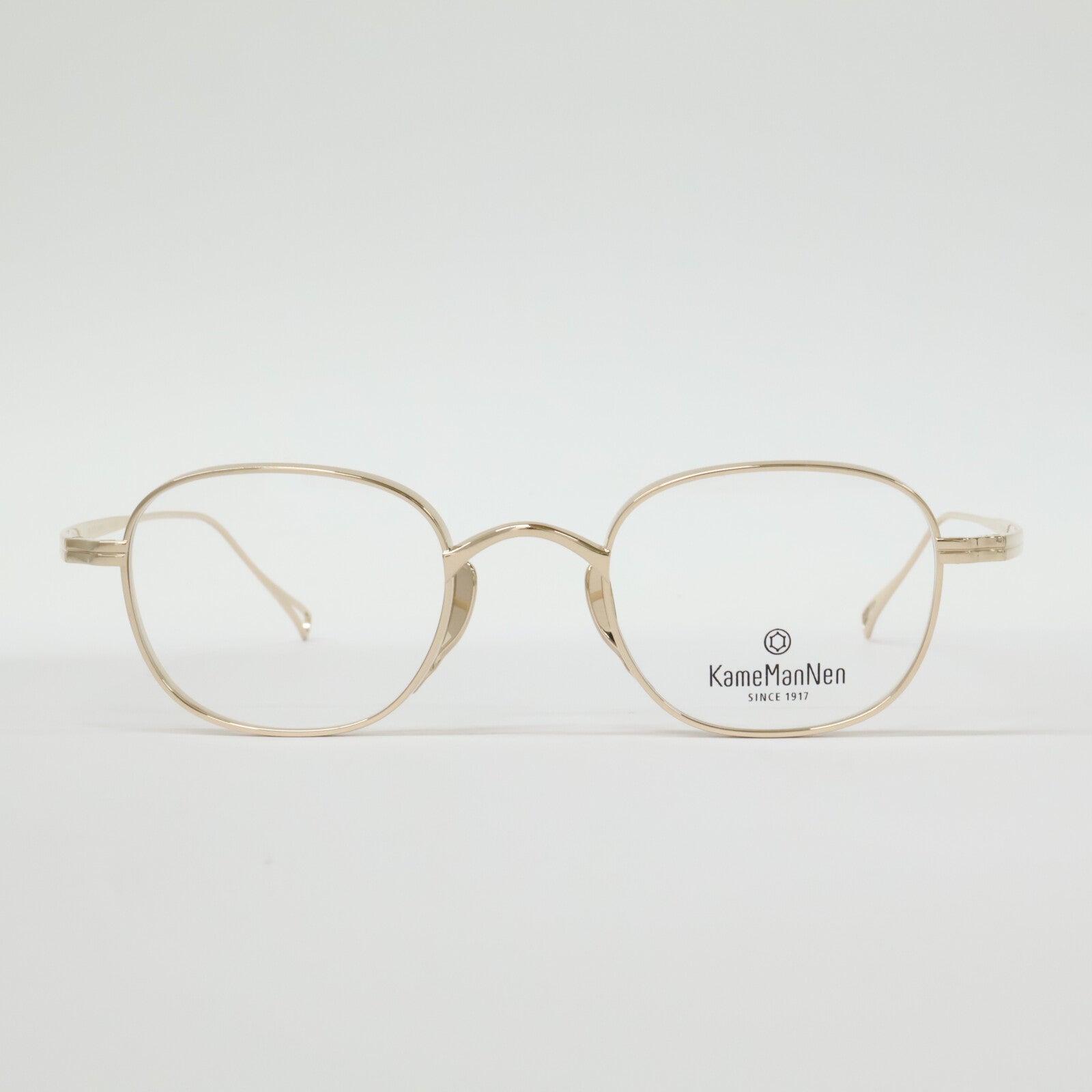 KameManNen カメマンネン 【美品】KMN114 GD TITANIUM デモレンズ ワイドスクエアシェイプ アイウェア 眼鏡