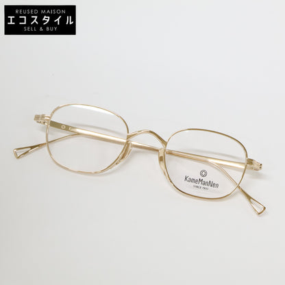 KameManNen カメマンネン 【美品】KMN114 GD TITANIUM デモレンズ ワイドスクエアシェイプ アイウェア 眼鏡