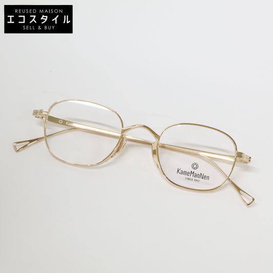 KameManNen 【Excellent condition】KMN114 GD TITANIUM demo-lens wide square-shaped eyewear