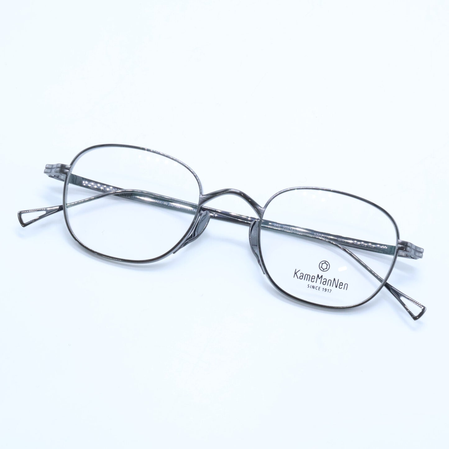 KameManNen カメマンネン 【美品】KMN114 GRH TITANIUM デモレンズ ワイドスクエアシェイプ アイウェア 眼鏡
