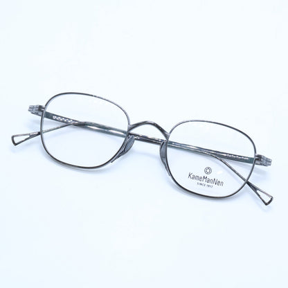 KameManNen カメマンネン 【美品】KMN114 GRH TITANIUM デモレンズ ワイドスクエアシェイプ アイウェア 眼鏡