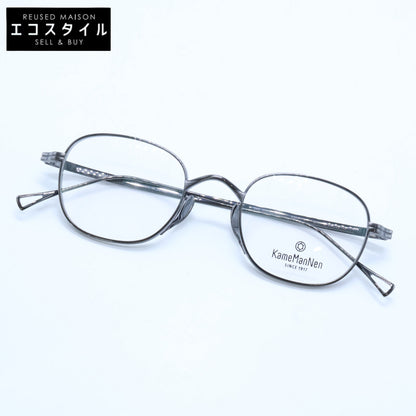 KameManNen カメマンネン 【美品】KMN114 GRH TITANIUM デモレンズ ワイドスクエアシェイプ アイウェア 眼鏡