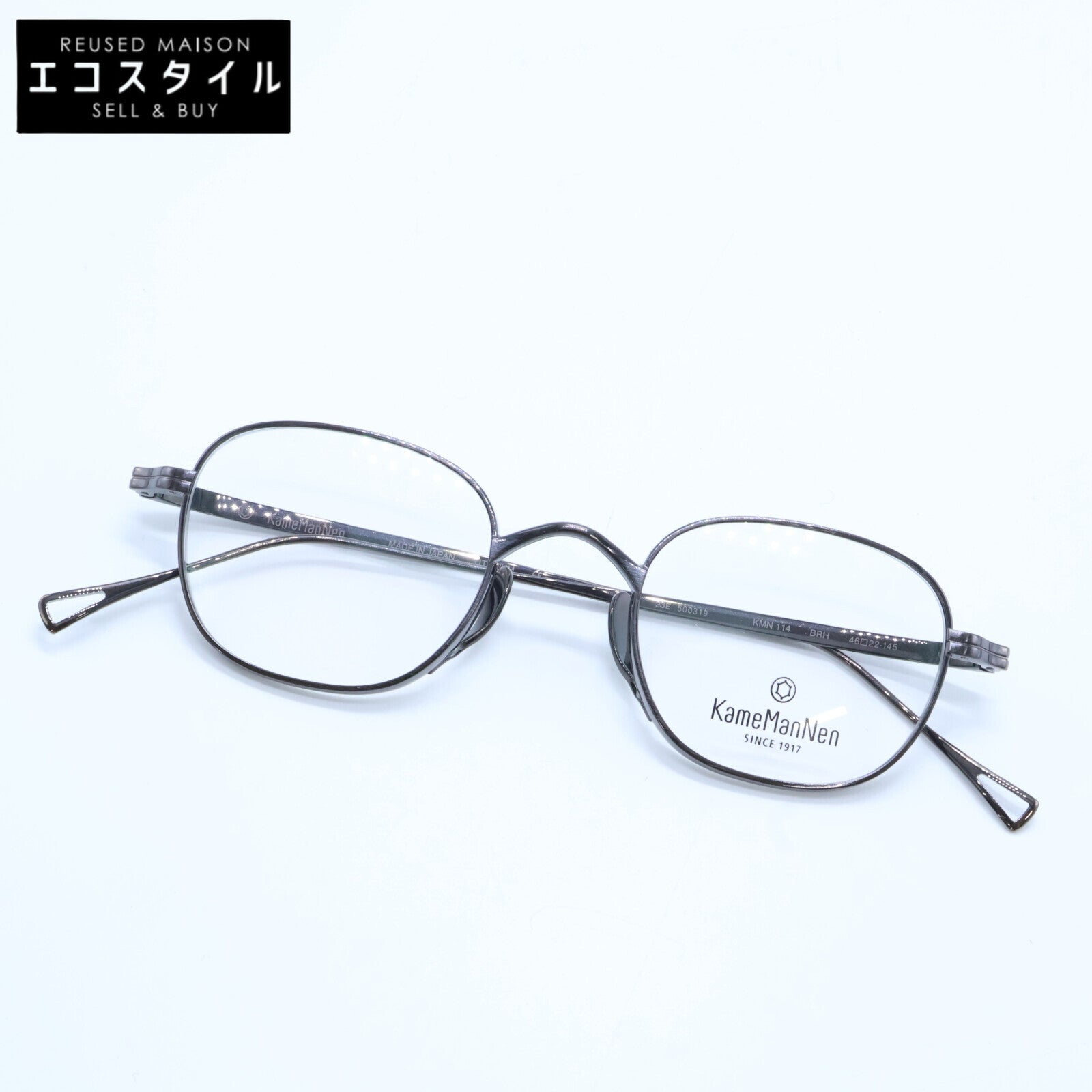 KameManNen カメマンネン 【美品】KMN114 BRH TITANIUM デモレンズ ワイドスクエアシェイプ アイウェア 眼鏡