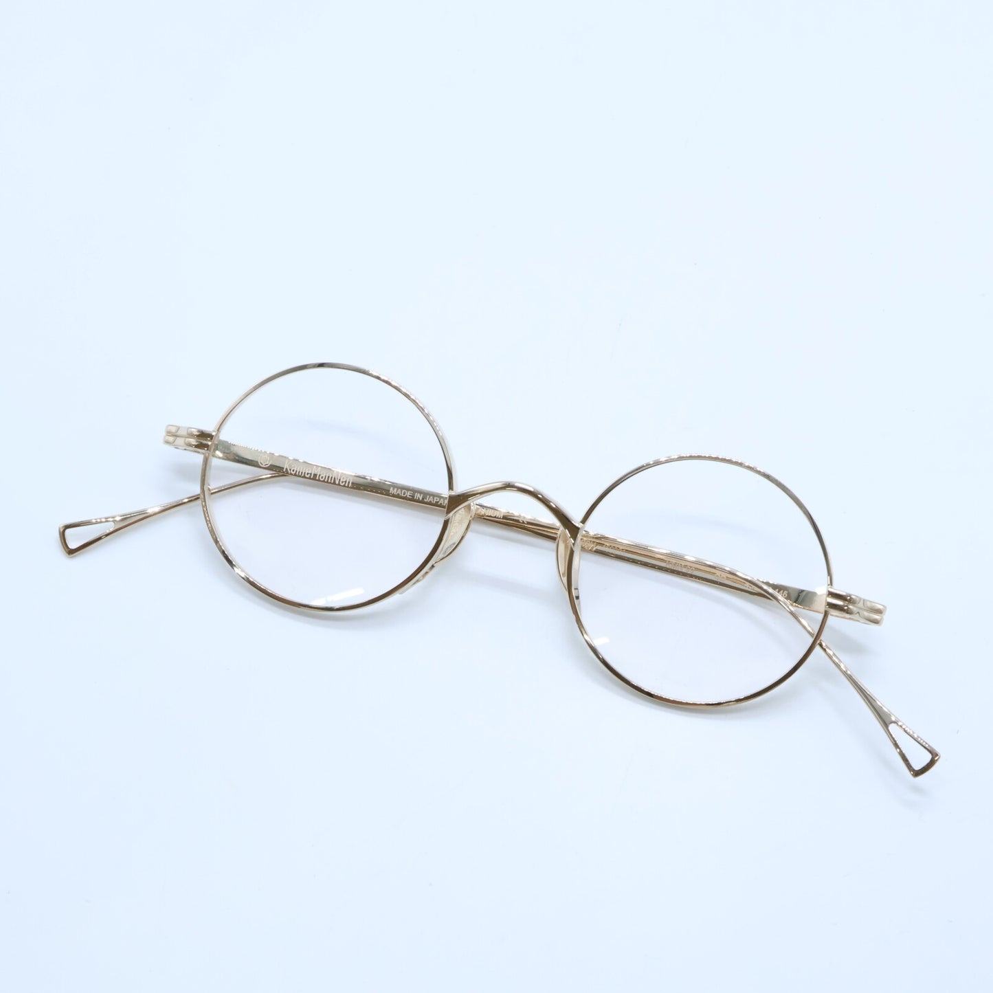 KameManNen カメマンネン 【美品】KMN-99 GD TITANIUM ラウンドシェイプ アイウェア 眼鏡