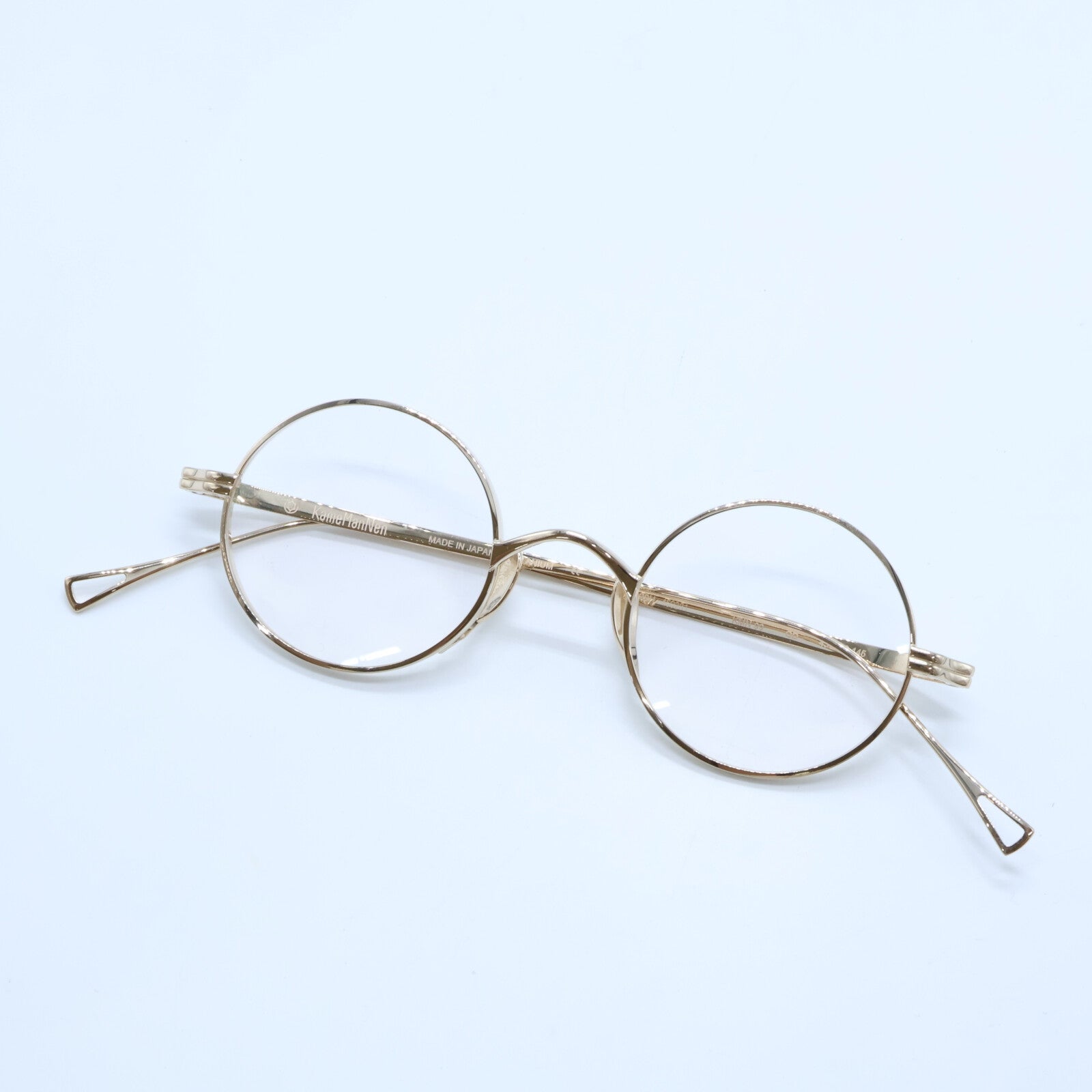 KameManNen カメマンネン 【美品】KMN-99 GD TITANIUM ラウンドシェイプ アイウェア 眼鏡