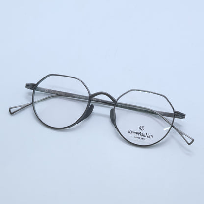 KameManNen カメマンネン 【美品】KMN9916 DBK TITANIUM デモレンズ クラウンパントシェイプ アイウェア 眼鏡