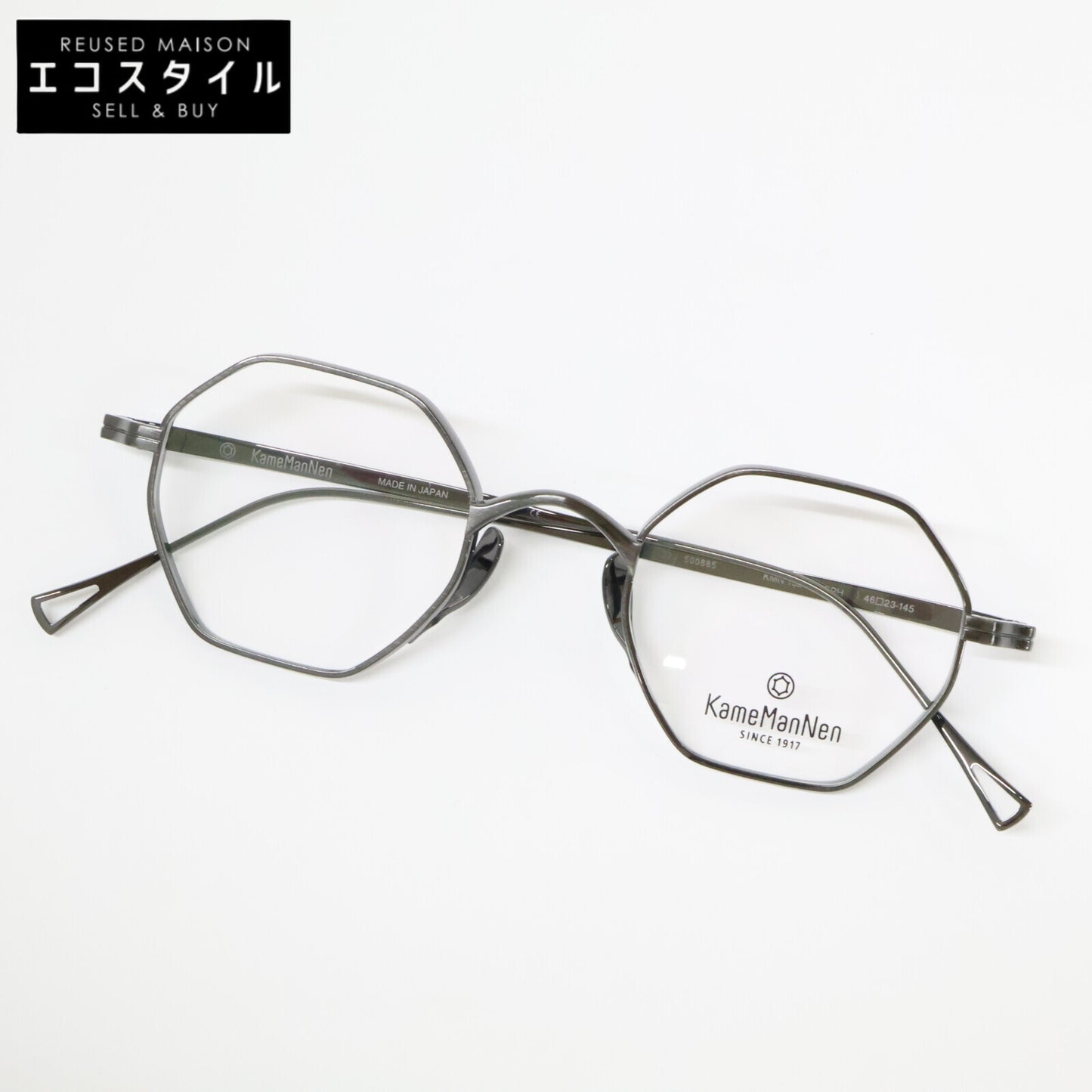 KameManNen カメマンネン 【美品】KMN152 GRH TITANIUM デモレンズ オクタゴンシェイプ アイウェア 眼鏡