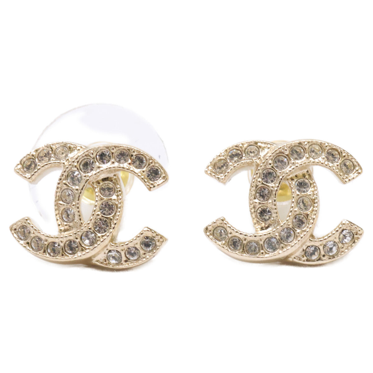 CHANEL シャネル 【美品】F24V ココマーク ラインストーン スタッド ピアス