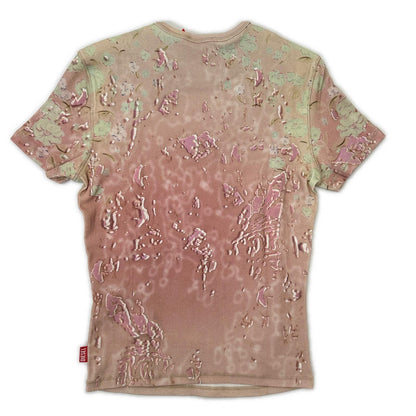 DIESEL ディーゼル 26SS A23538 T-BRIL ピンク リブストレッチジャージー クリスタル×ベルベットタッチ パフプリントTシャツ トップス