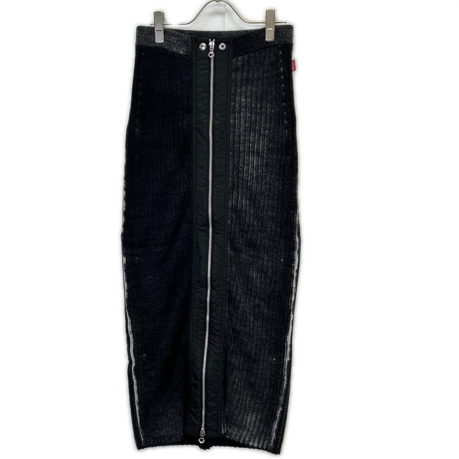 DIESEL ディーゼル A14860 M-ASI フェードブラック ウール W-ZIP ニットロングスカート スカート