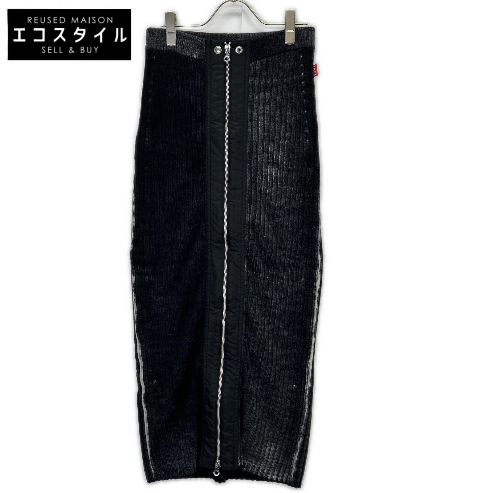 DIESEL ディーゼル A14860 M-ASI フェードブラック ウール W-ZIP ニットロングスカート スカート