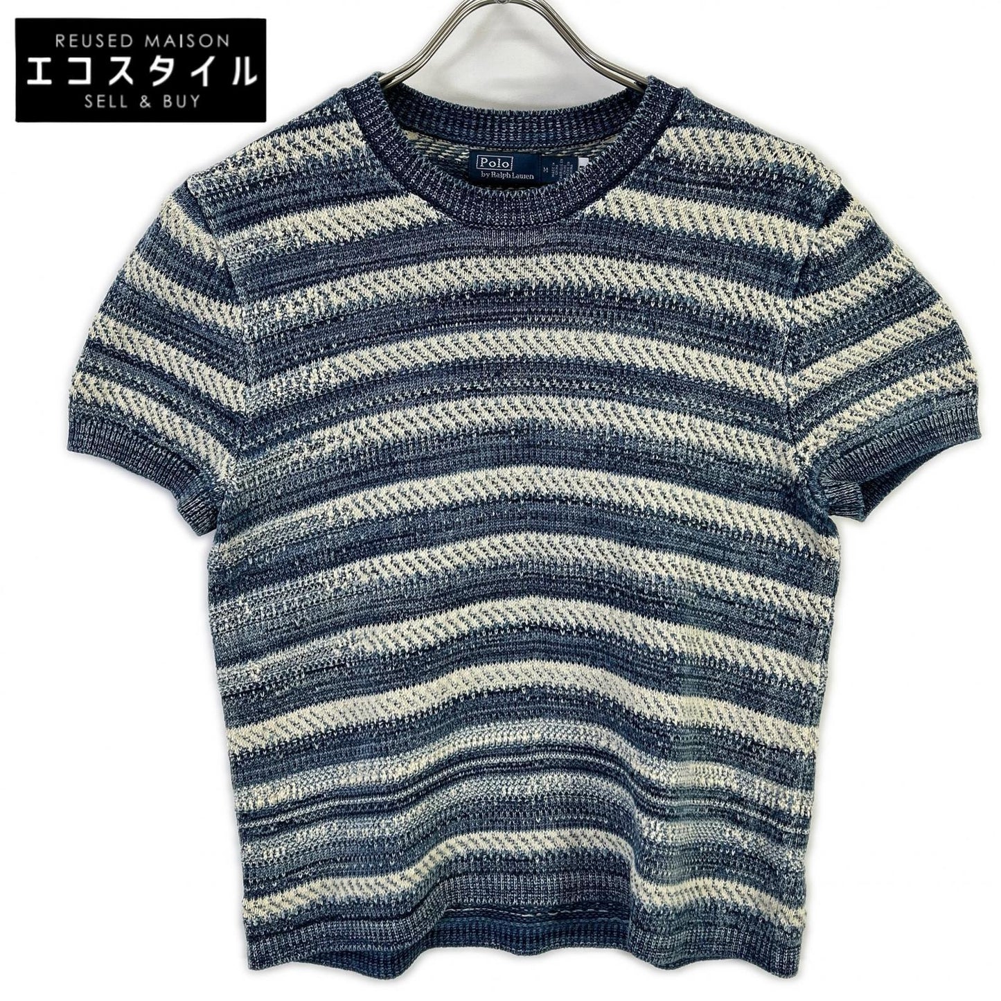 POLO RALPH LAUREN ポロ ラルフローレン 0200011718 本藍染め ストライプドコットン ショートスリーブニットプルオーバー トップス