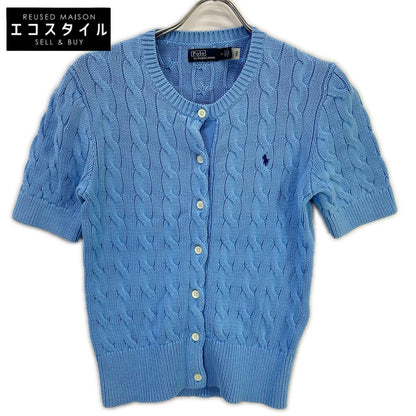POLO RALPH LAUREN ポロ ラルフローレン 0200012627 ライトブルー コットン ポニー刺繍 ショートスリーブケーブルニットカーディガン トップス