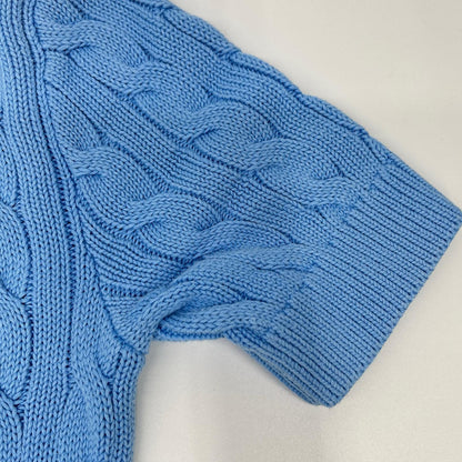 POLO RALPH LAUREN ポロ ラルフローレン 0200012627 ライトブルー コットン ポニー刺繍 ショートスリーブケーブルニットカーディガン トップス