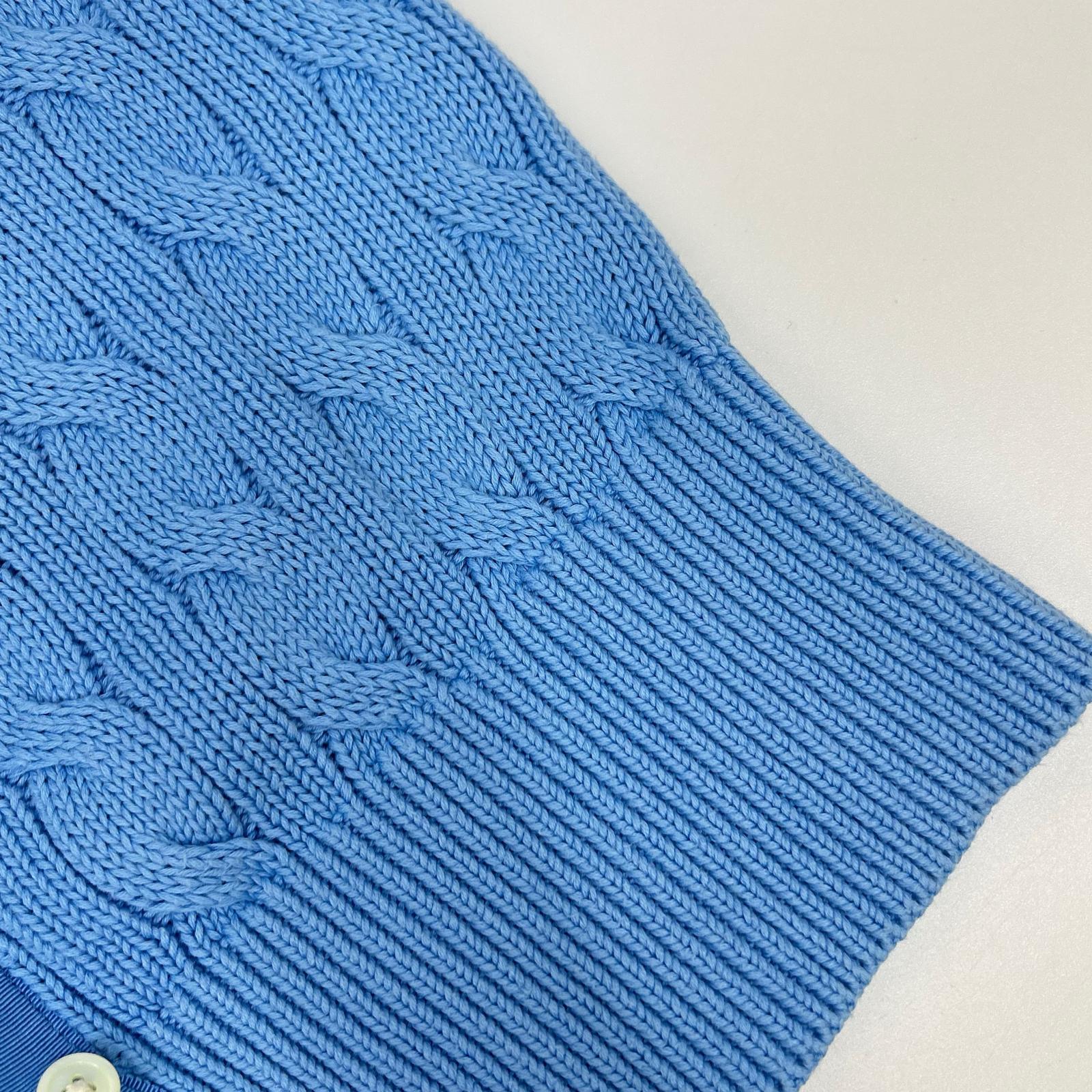 POLO RALPH LAUREN ポロ ラルフローレン 0200012627 ライトブルー コットン ポニー刺繍 ショートスリーブケーブルニットカーディガン トップス