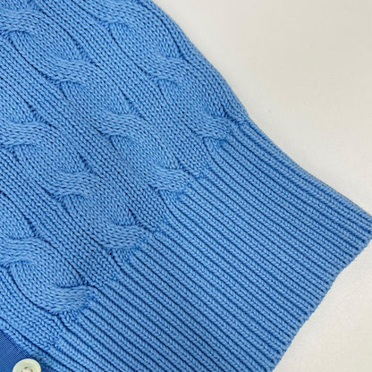 POLO RALPH LAUREN ポロ ラルフローレン 0200012627 ライトブルー コットン ポニー刺繍 ショートスリーブケーブルニットカーディガン トップス