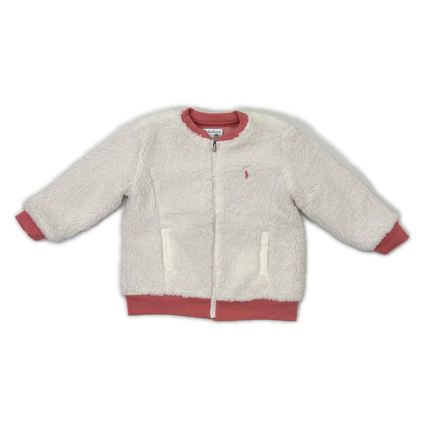 RALPHLAUREN ラルフローレン ホワイト×ピンク ポニー刺? リバーシブル テディフリースジャケット ジャケット
