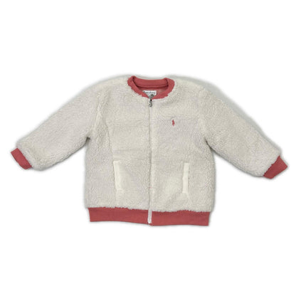 RALPHLAUREN ラルフローレン ホワイト×ピンク ポニー刺? リバーシブル テディフリースジャケット ジャケット