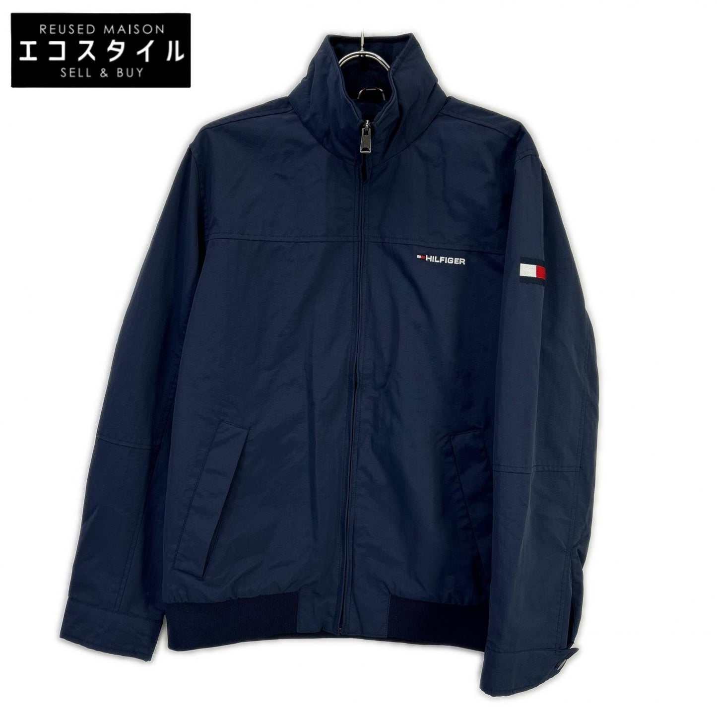 TOMMYHILFIGER トミーヒルフィガー 0183037 ネイビー ナイロン ロゴ刺繍 スタンドカラージップジャケット ジャケット