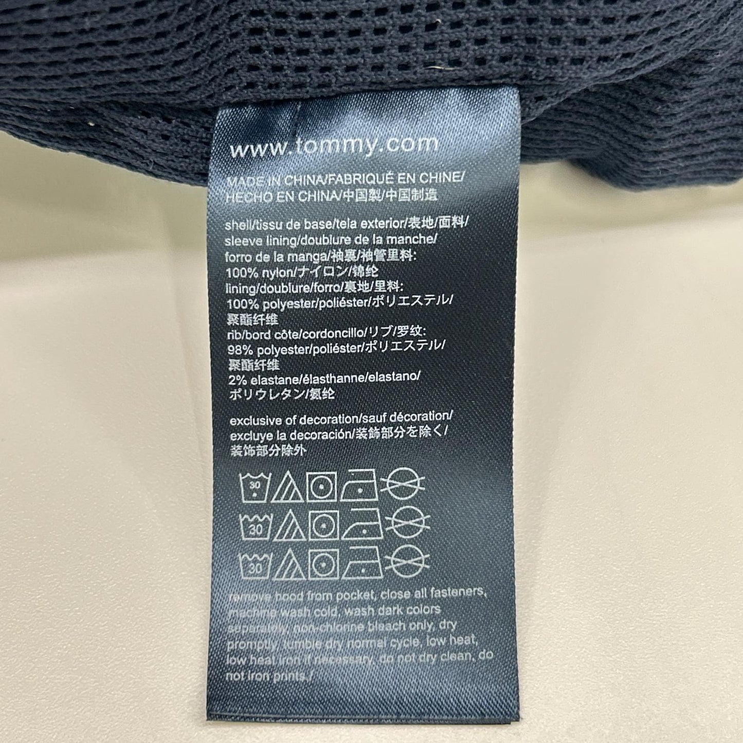 TOMMYHILFIGER トミーヒルフィガー 0183037 ネイビー ナイロン ロゴ刺繍 スタンドカラージップジャケット ジャケット