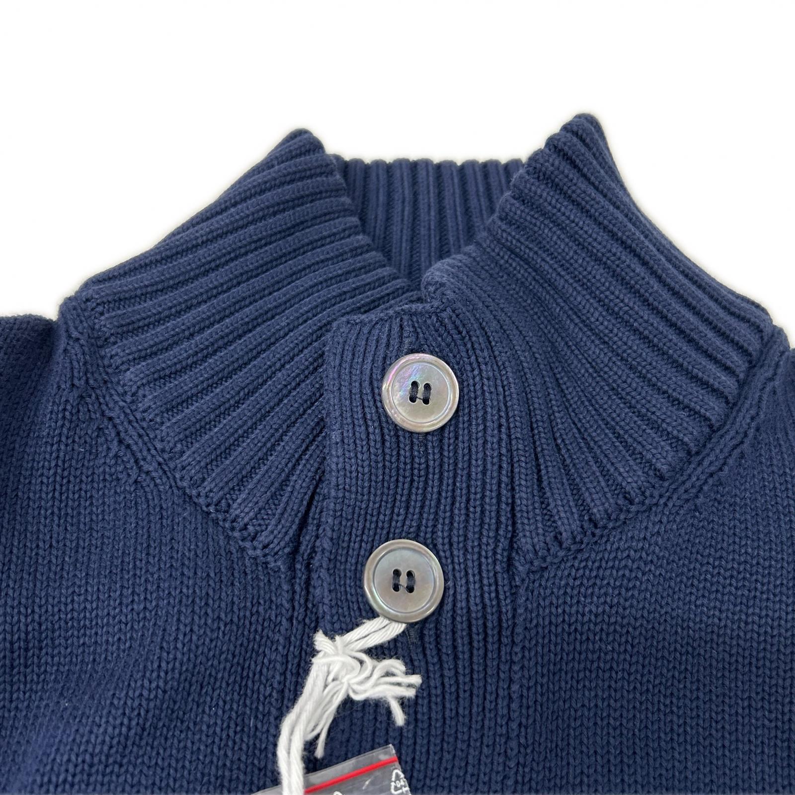 GRAN SASSO Gran Sasso navy stand-collar knit cardigan top