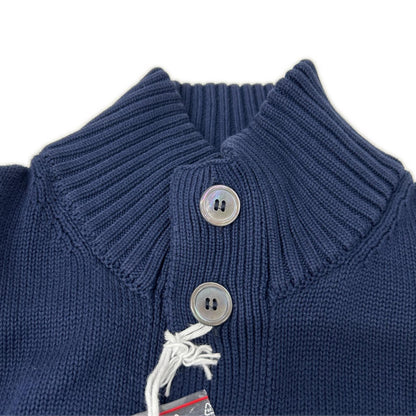 GRAN SASSO Gran Sasso navy stand-collar knit cardigan top