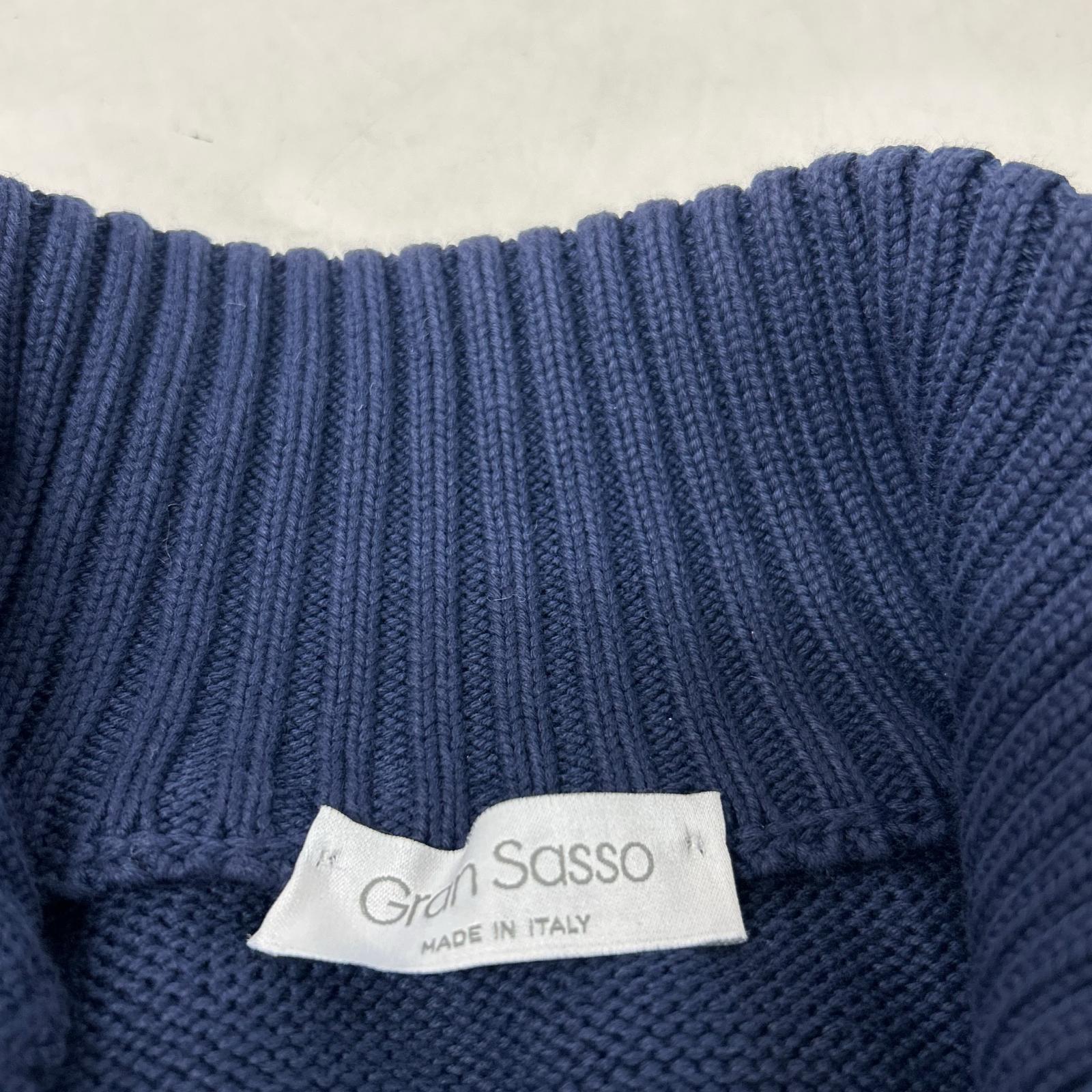 GRAN SASSO Gran Sasso navy stand-collar knit cardigan top