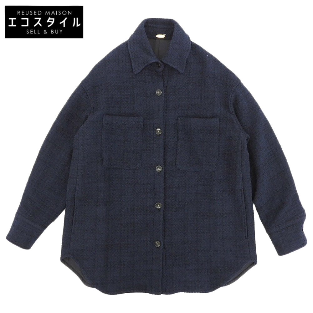 MUSE Tweed stand-collar jacket, cotton blend, women's, navy, jacket