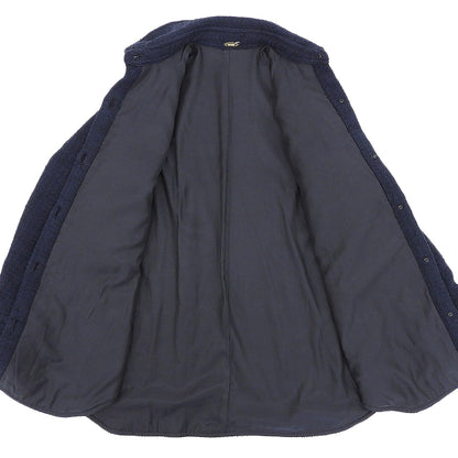 MUSE Tweed stand-collar jacket, cotton blend, women's, navy, jacket