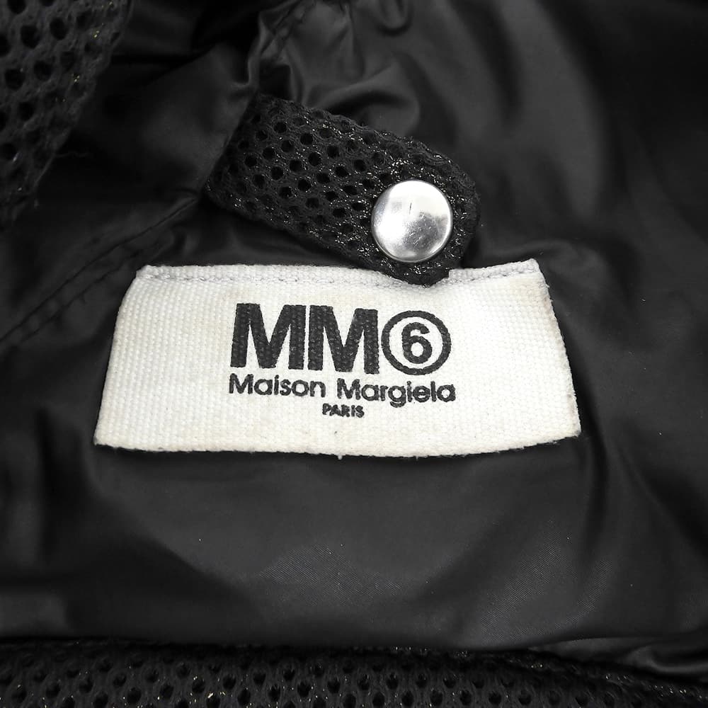 MM6 エムエムシックス ナイロン メッシュ ジャパニーズトート ミディアム トートバッグ レディース ブラック×スプレーゴールド S41WG0018 トートバッグ