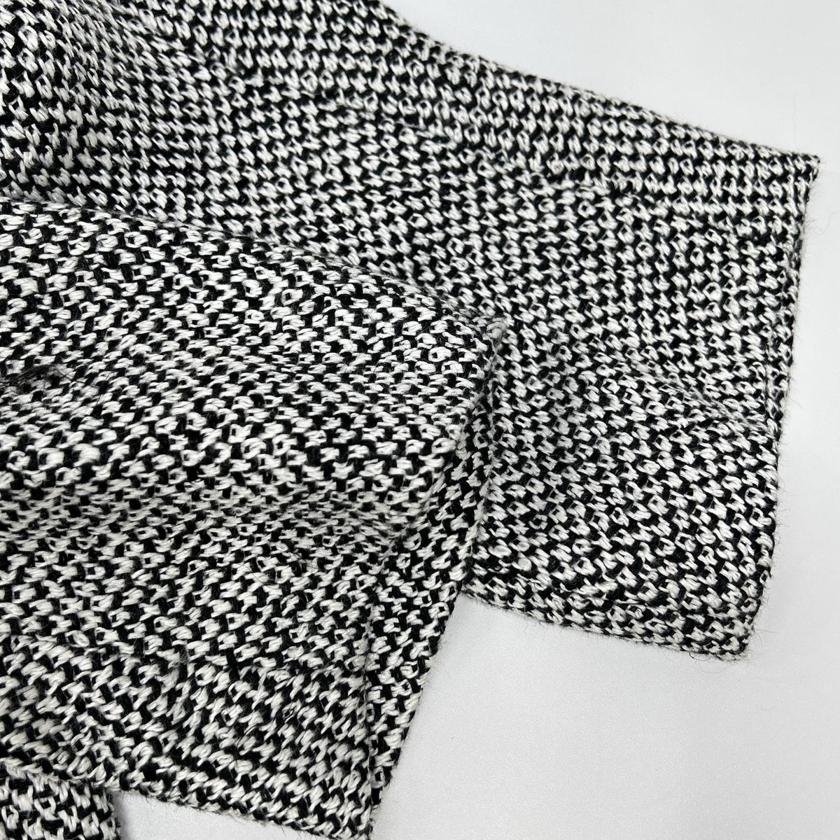 ERMANNO SCERVINO エルマノシェルビーノ D286D340DEQ White × Black Linen-Blend Front-Ribbon Tweed Medium Coat Coat