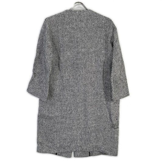 ERMANNO SCERVINO エルマノシェルビーノ D286D340DEQ ホワイト×ブラック リネン混 フロントリボン ツイードミディアムコート コート