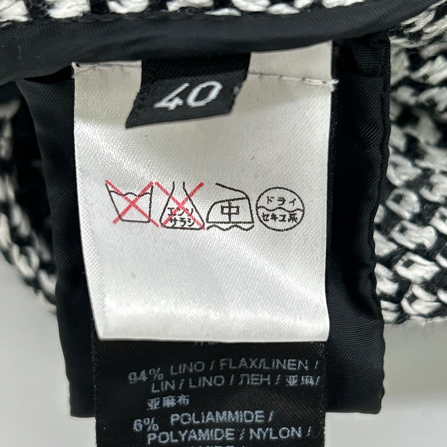 ERMANNO SCERVINO エルマノシェルビーノ D286D340DEQ ホワイト×ブラック リネン混 フロントリボン ツイードミディアムコート コート