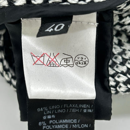 ERMANNO SCERVINO エルマノシェルビーノ D286D340DEQ ホワイト×ブラック リネン混 フロントリボン ツイードミディアムコート コート