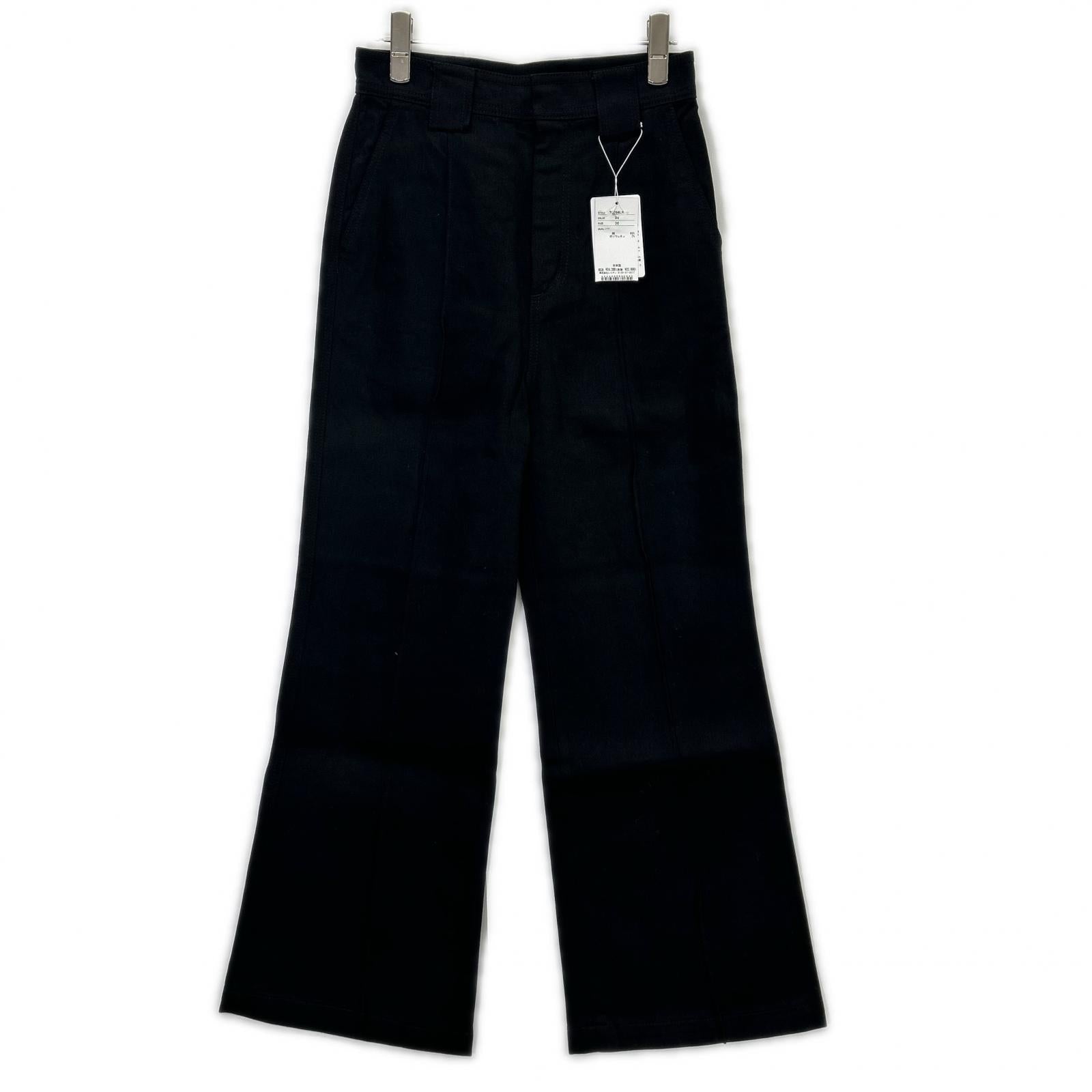 LANVIN en Bleu ランバンオンブルー ブラック フロントシームデニムフレアパンツ ボトムス
