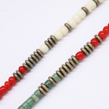 amp japan アンプジャパン 15AHK-130 turquoise/beads wax cord long necklace