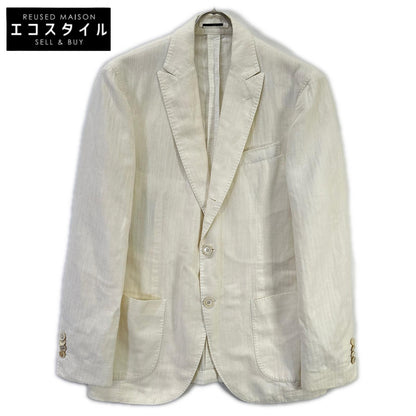 LARDINI EE385AV-92 White cotton shadow-stripe peak-lapel 3-button single-breasted jacket Jacket