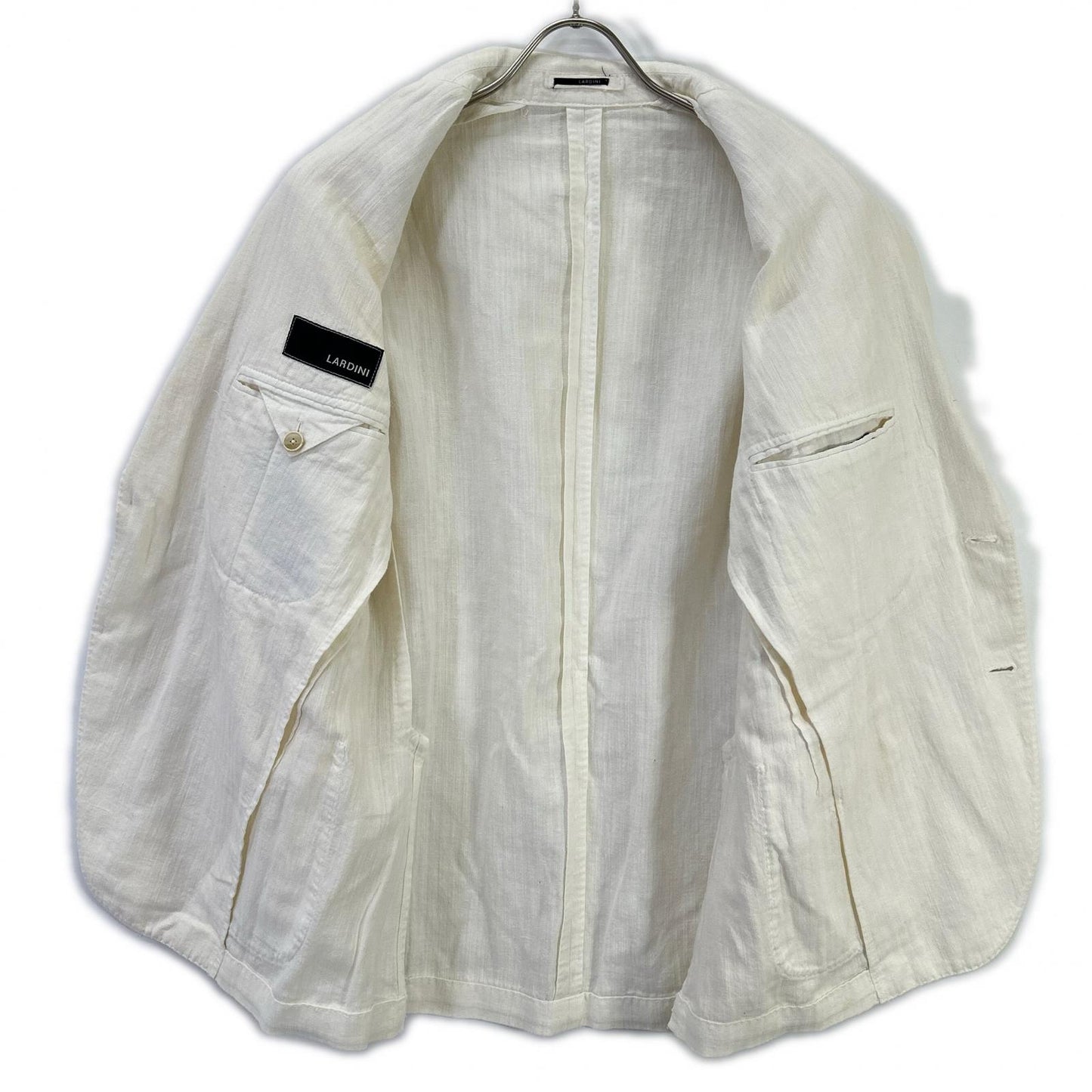 LARDINI EE385AV-92 White cotton shadow-stripe peak-lapel 3-button single-breasted jacket Jacket