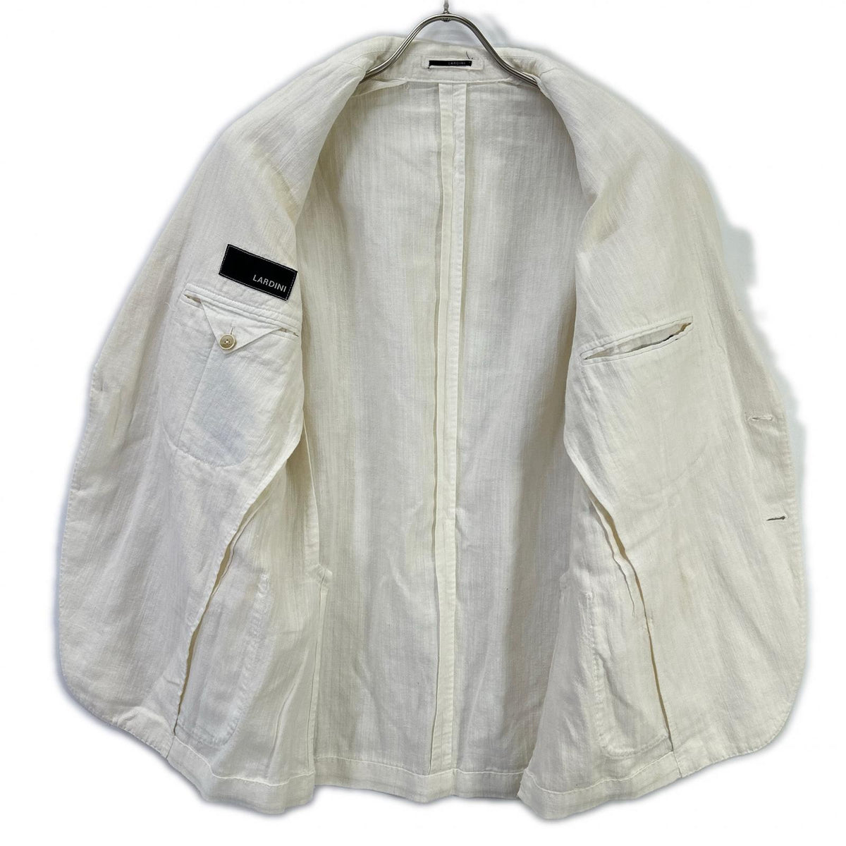 LARDINI EE385AV-92 White cotton shadow-stripe peak-lapel 3-button single-breasted jacket Jacket