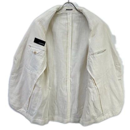 LARDINI EE385AV-92 White cotton shadow-stripe peak-lapel 3-button single-breasted jacket Jacket
