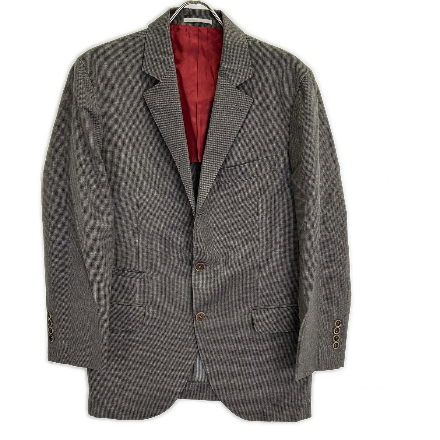 BRUNELLO CUCINELLI ブルネロクチネリ TE92210 グレー ウール ハウンドトゥース 段返り 3Bテーラードジャケット ジャケット