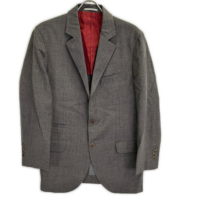 BRUNELLO CUCINELLI ブルネロクチネリ TE92210 グレー ウール ハウンドトゥース 段返り 3Bテーラードジャケット ジャケット